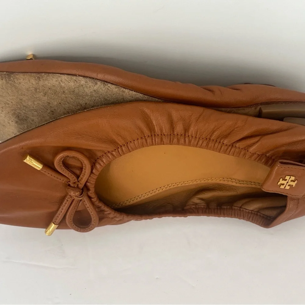 TORY BURCH Brown Leather Ballet Flats 8